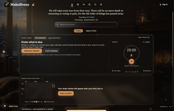 The Makullveny dashboard in the Cozy Cabin theme
