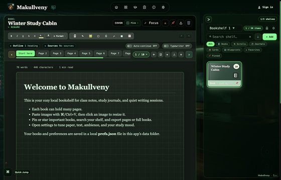 the Library Desk in the Neon Terminal theme