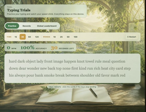 Typing Trials in the Garden of Eden theme