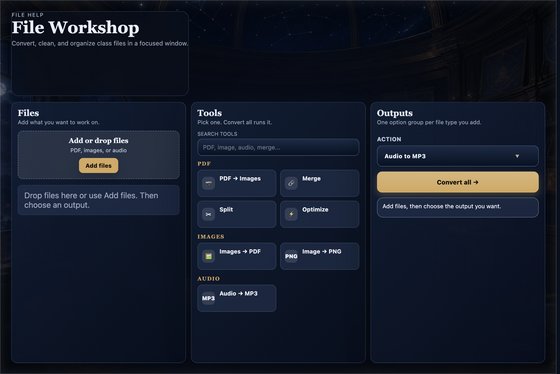 File Workshop in the Moonlit Observatory theme