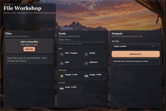 File Workshop in the On The Rock theme