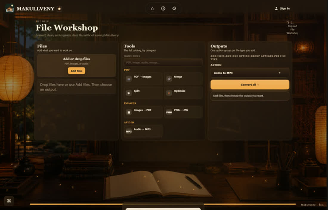 File Workshop in the Lantern Study theme