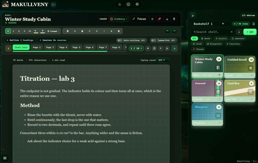 The Library Desk in the Neon Terminal theme